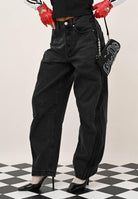 ADIDAS ORIGINALS Jeans ADILENIUM SEASON 3 in denim nero da donna JX9213 . ADIDAS ORIGINALS 