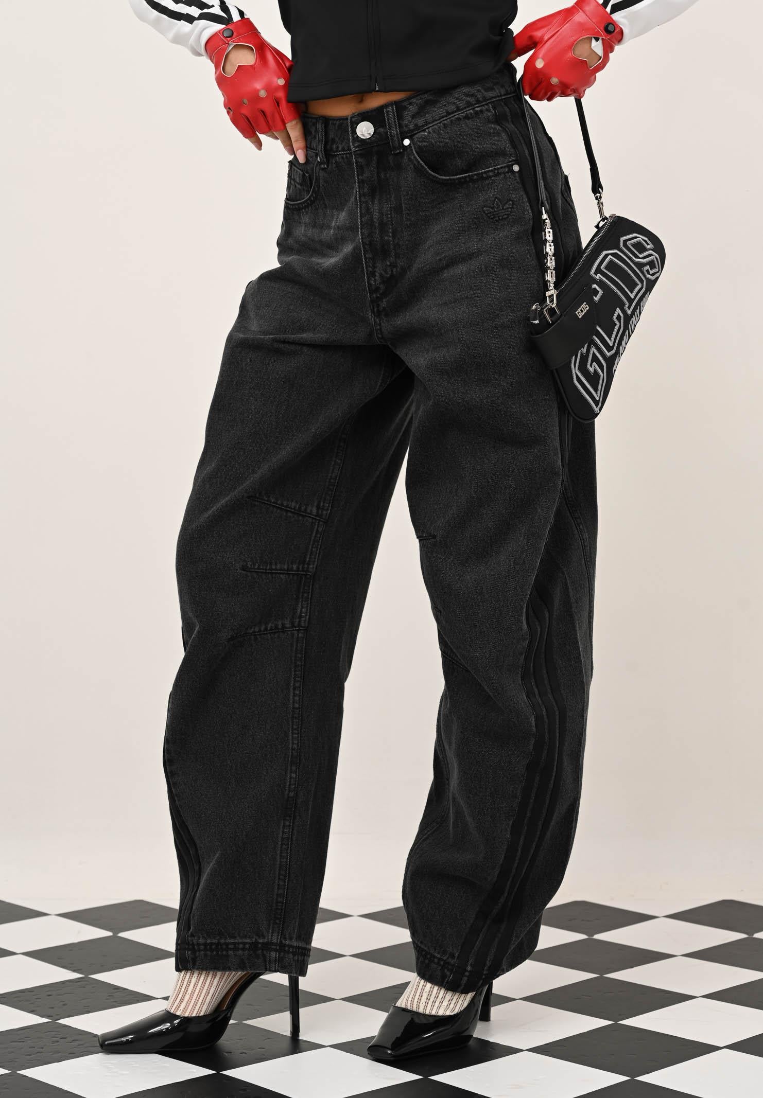ADIDAS ORIGINALS Jeans ADILENIUM SEASON 3 in denim nero da donna JX9213 . ADIDAS ORIGINALS 