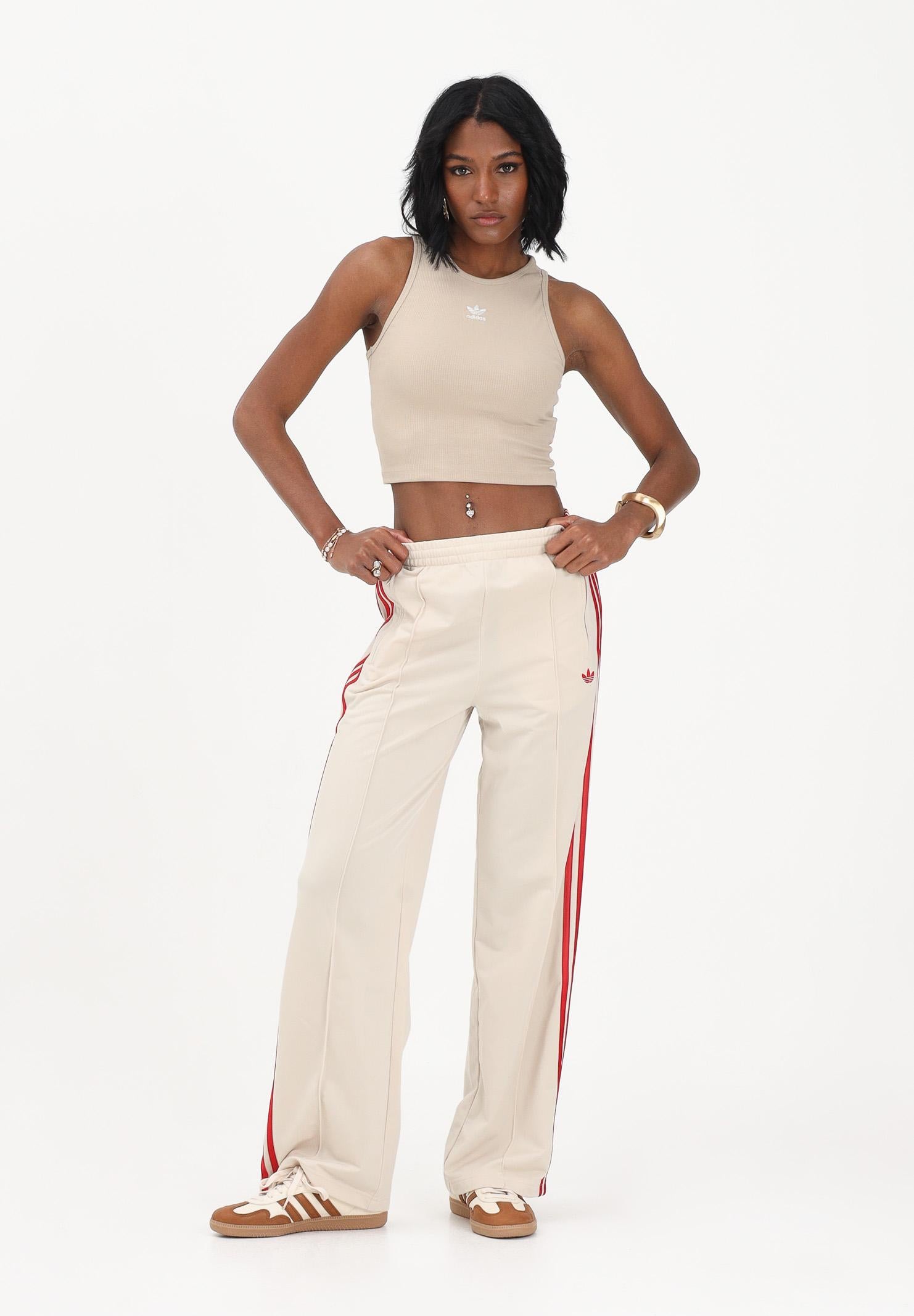 ADIDAS ORIGINALS Pantalone sportivo Firebird beige e rosso da donna KT4629 . ADIDAS ORIGINALS 