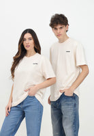 BARROW T-shirt a manica corta vaniglia per uomo e donna con logo e smile S5BWUATH084 BW029 BARROW 