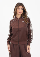 ADIDAS ORIGINALS Felpa con zip Adicolor SST Satin marrone da donna KH1568  ADIDAS ORIGINALS 
