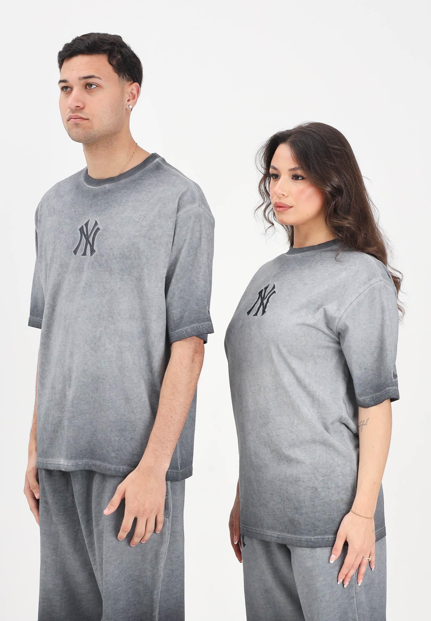 NEW ERA T-shirt a manica corta New York Yankees MLB Washed Logo grigia per uomo e donna 60856162 . NEW ERA 