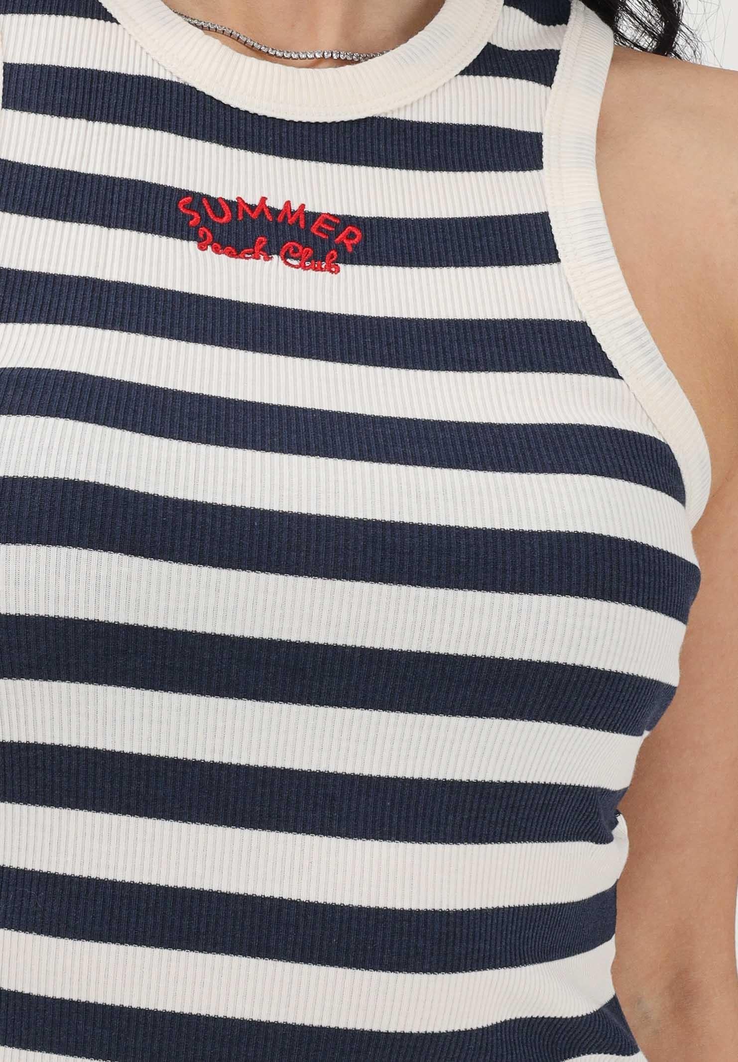 ONLY Canotta a righe panna e blu da donna con ricamo 15375771 BRWINA ONLY 