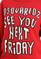 DSQUARED2 Maglioncino girocollo rosso per donna, ragazzi e bambini con lettering DQ3067D0AFE DQ423 DSQUARED2 