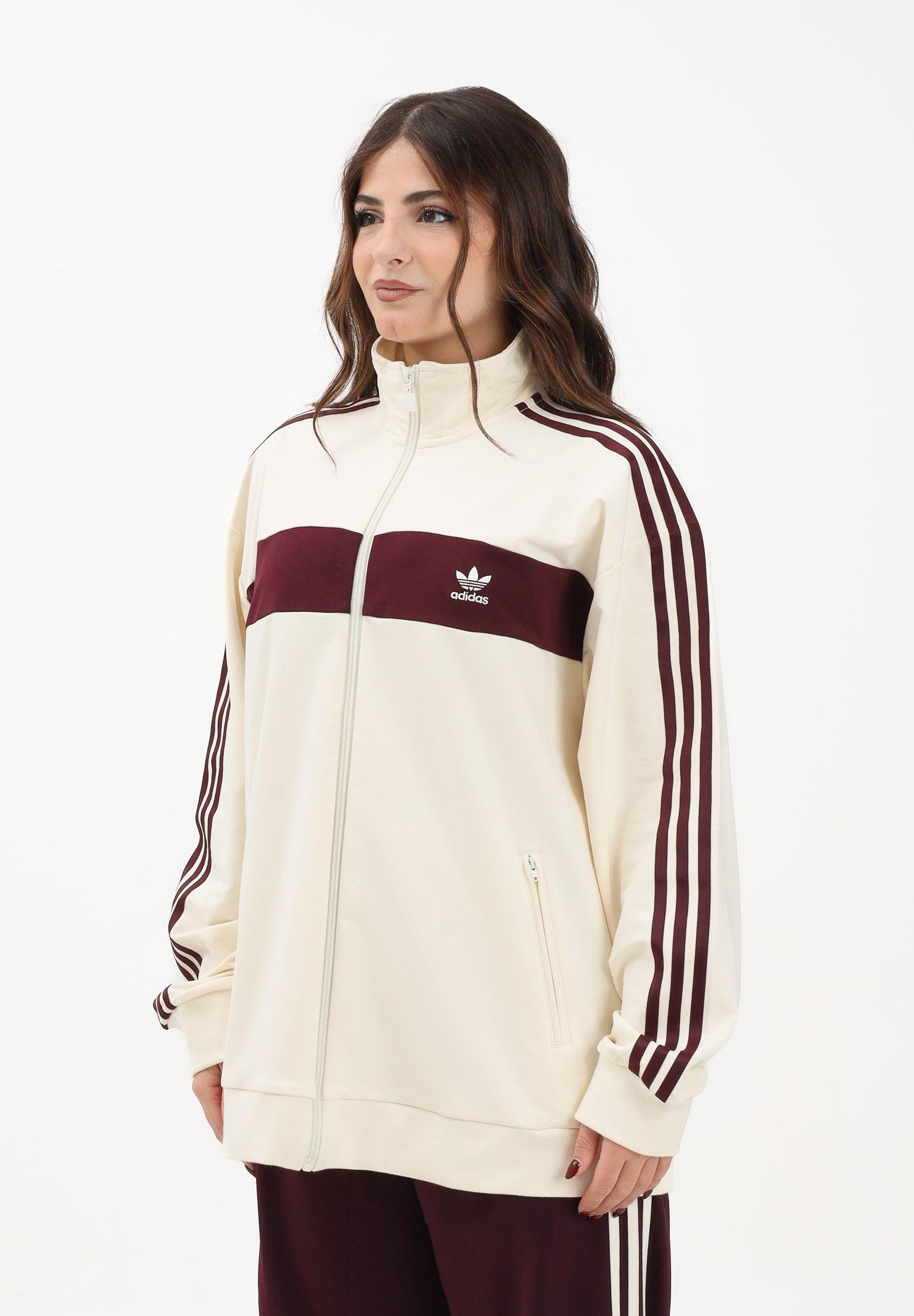 ADIDAS ORIGINALS Felpa con zip Colorblock panna e bordeaux per uomo e donna KA7751 . ADIDAS ORIGINALS 