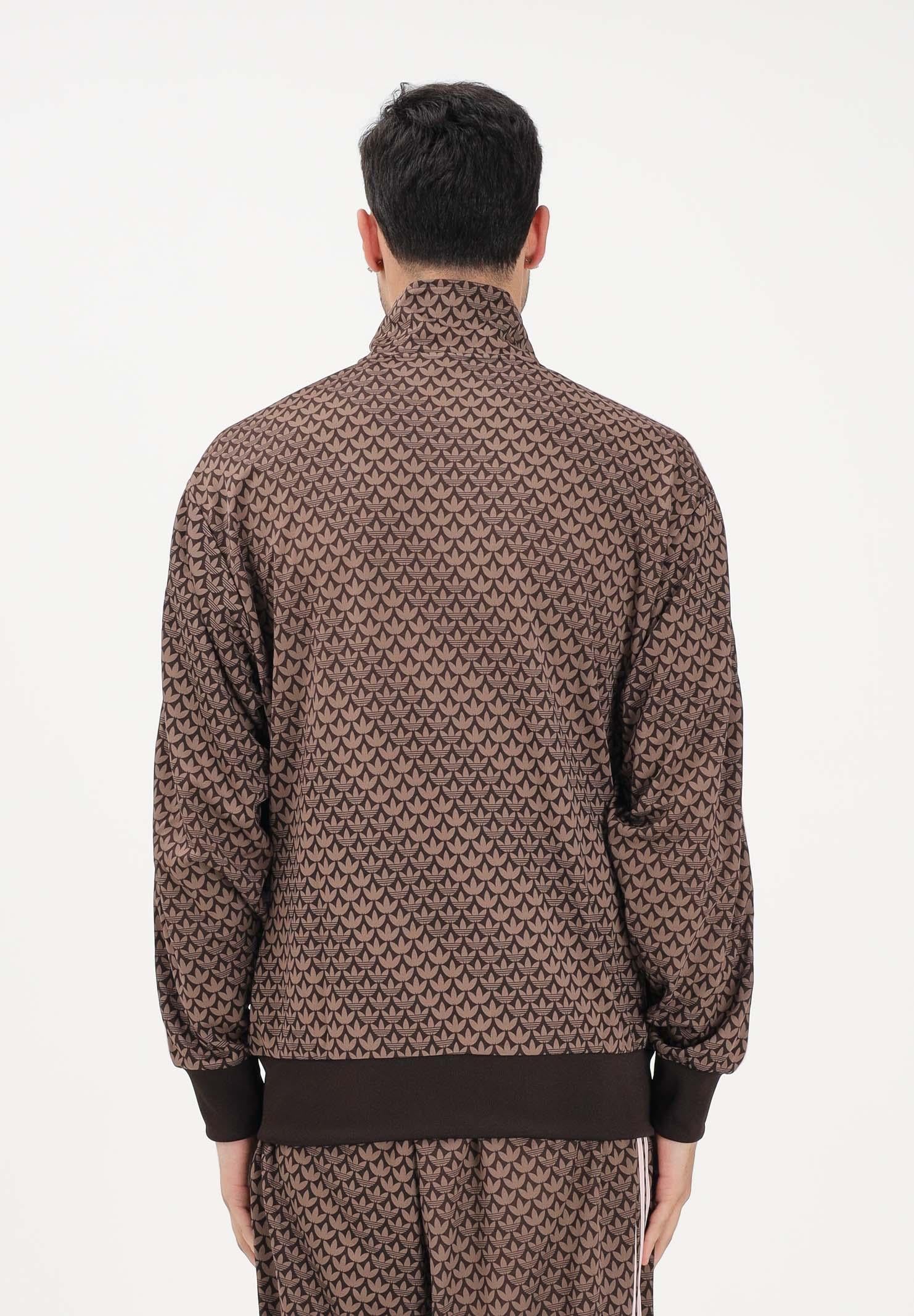 ADIDAS ORIGINALS Felpa con zip Firebird Loose Monogram marrone e rosa per uomo e donna KE1677 . ADIDAS ORIGINALS 