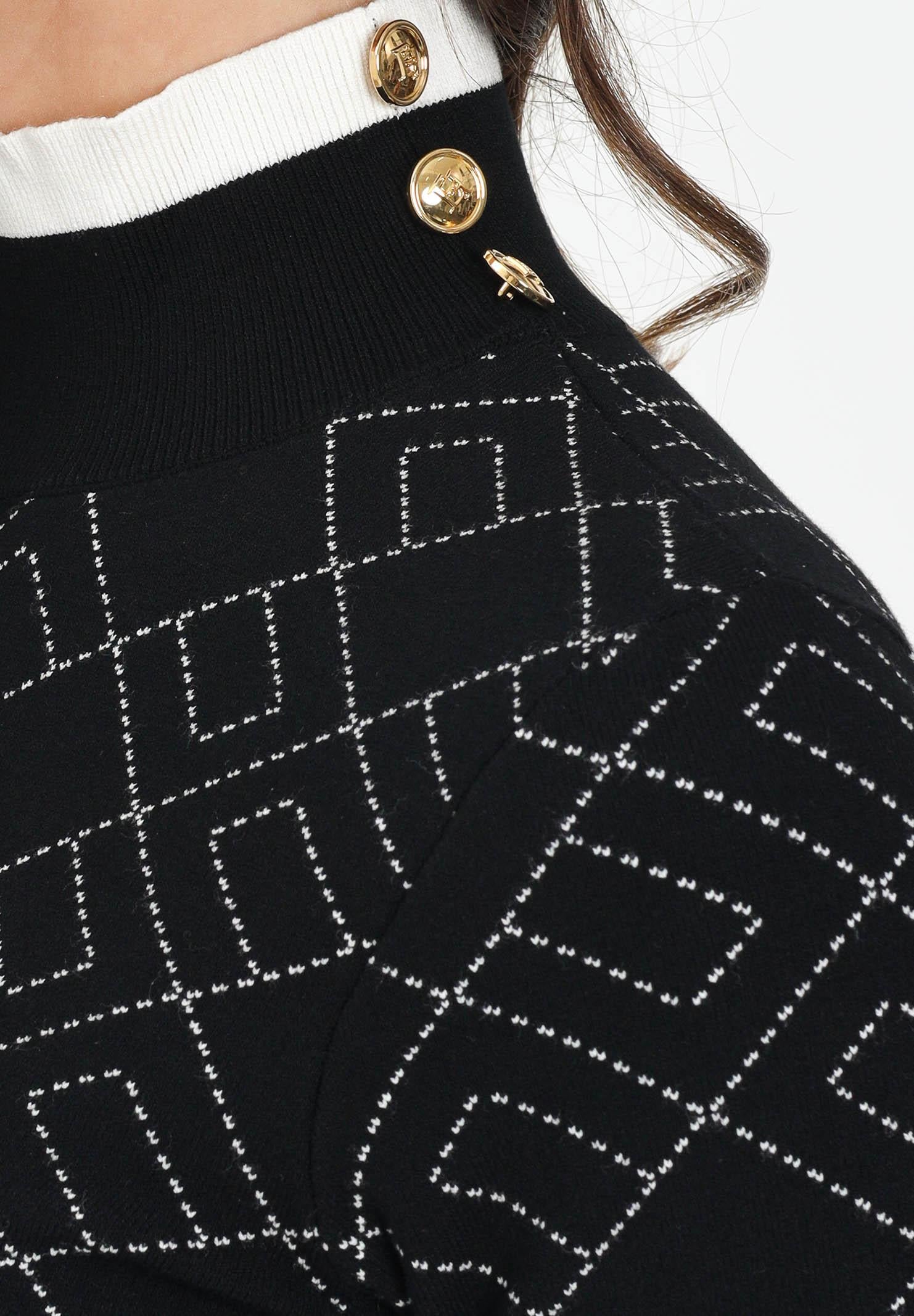 ELISABETTA FRANCHI Abito midi nero da donna in maglia jacquard bi-color<BR/> AM18T56E2 EF3 ELISABETTA FRANCHI 