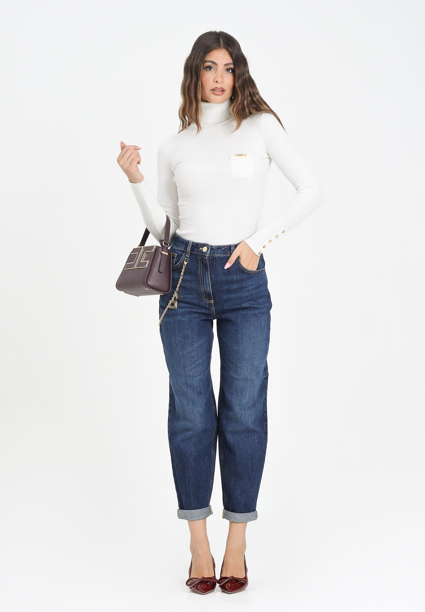 ELISABETTA FRANCHI Jeans in denim blu da donna con catena gioiello PJ14D56E2 104 ELISABETTA FRANCHI 