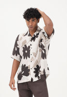 I'M BRIAN Camicia a manica corta bianca da uomo con stampa floreale CA3615 0028 I'M BRIAN 