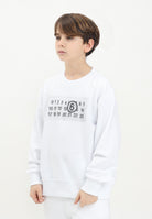 MAISON MARGIELA Felpa girocollo bianca per donna, ragazzi e bambini con logo numerico Pixe M60796MM02X M6100 MAISON MARGIELA 