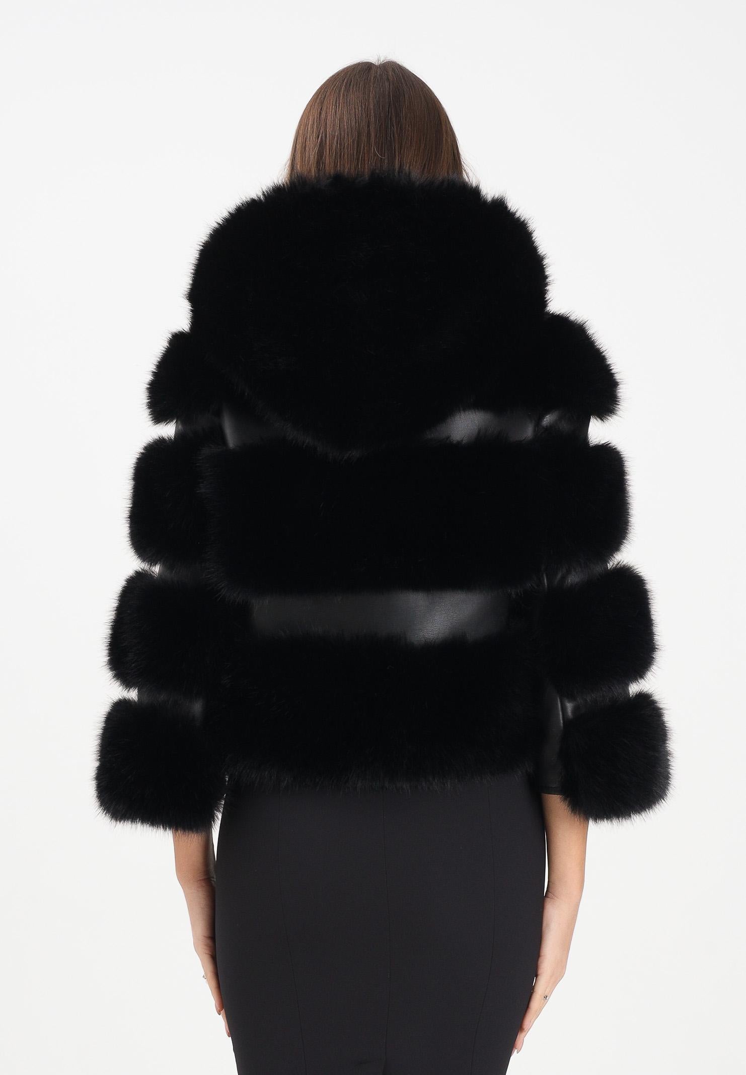 YES LONDON Pelliccia nera da donna ECO031 NE YES LONDON 