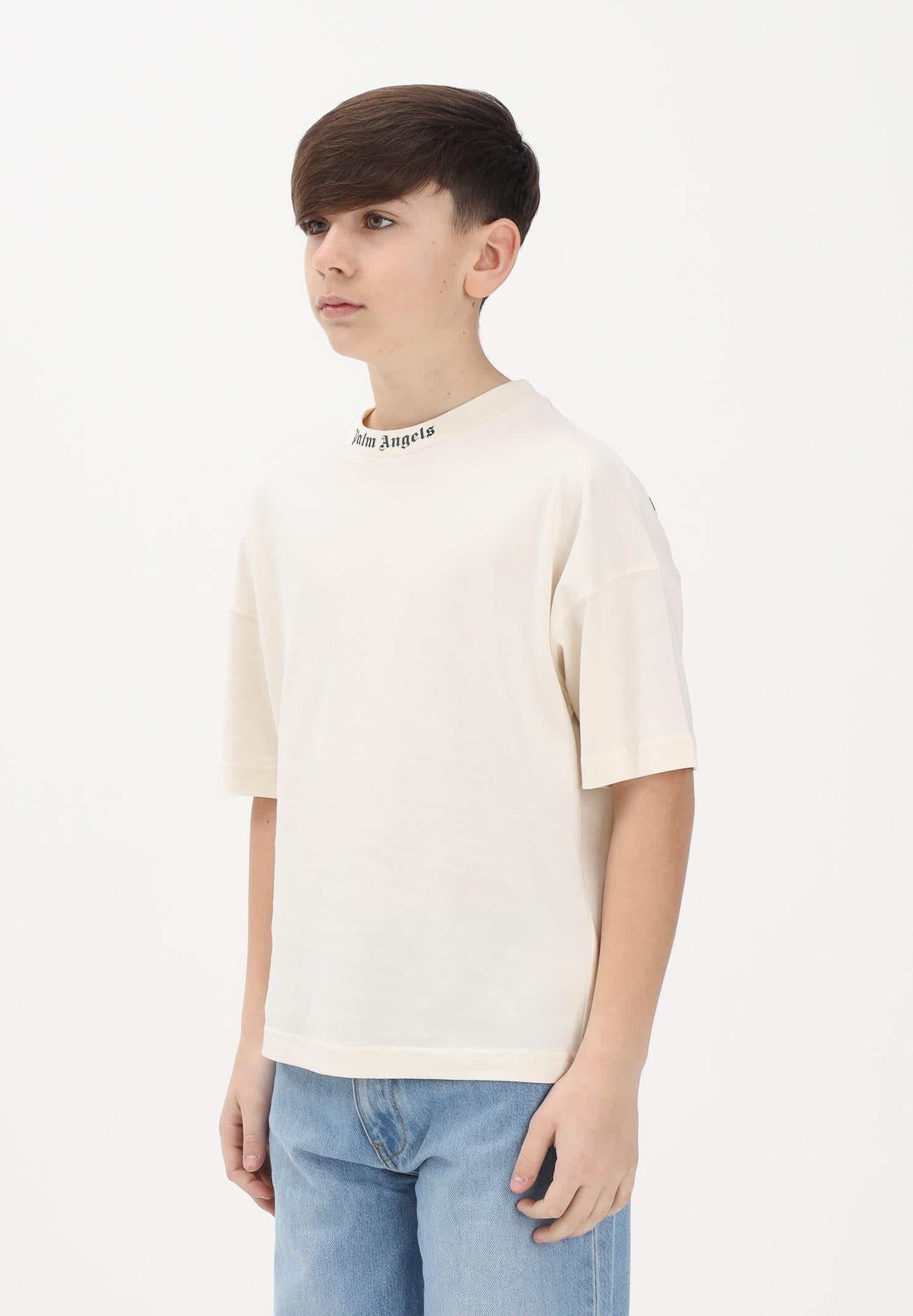 PALM ANGELS T-shirt a manica corta panna per donna, ragazzi e bambini con stampa logo PBAA002S26JER001 002 PALM ANGELS 