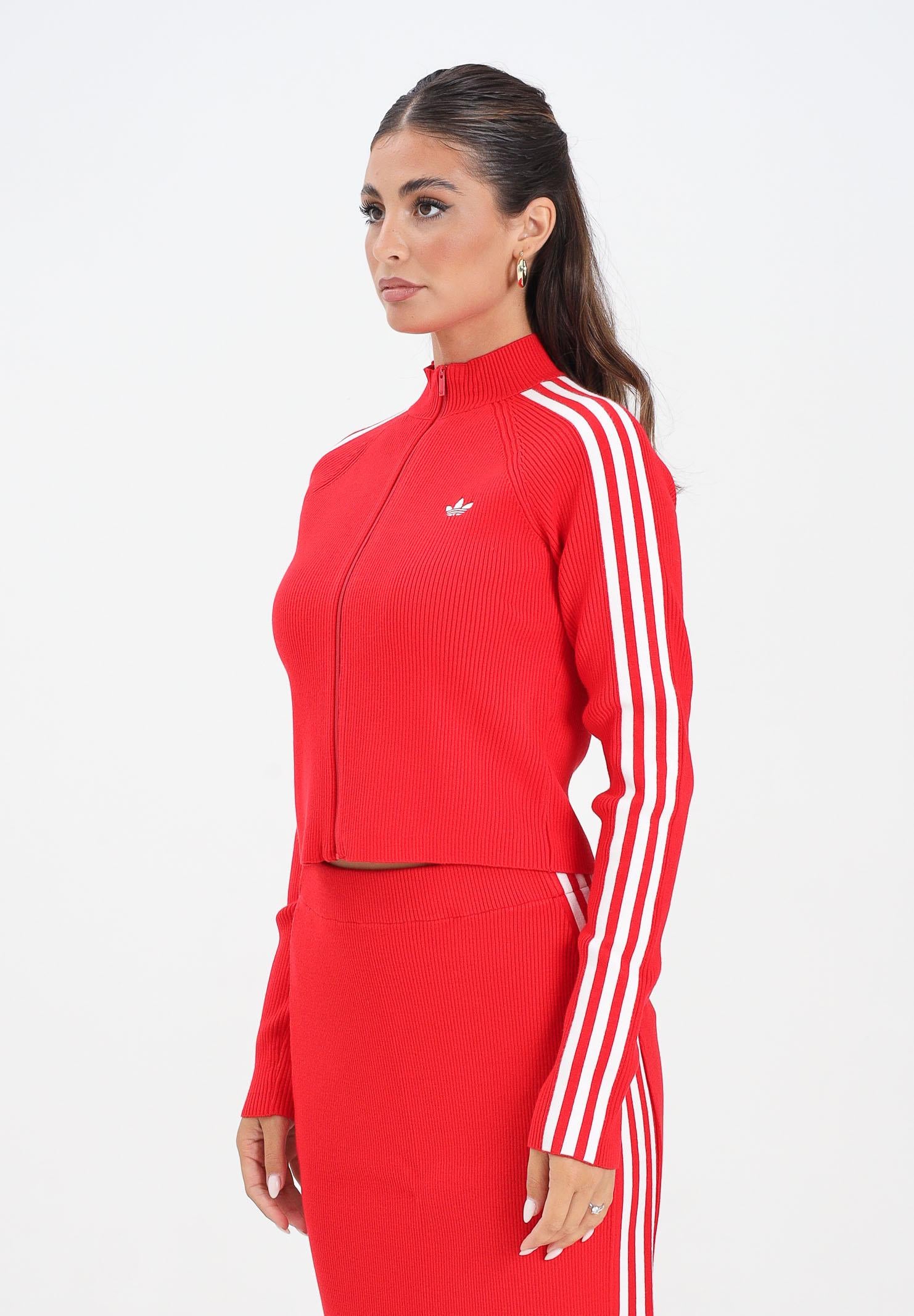 ADIDAS ORIGINALS Cardigan adicolor 3-Stripes Slim Knit rosso da donna JY2598 . ADIDAS ORIGINALS 