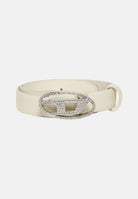 DIESEL Cintura bianca da donna con fibbia impreziosita da strass J02524KXBLR K141 DIESEL 