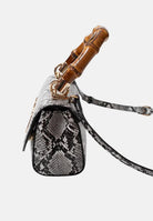 JUST CAVALLI Borsa a mano da donna con stampa effetto pitone nei toni del bianco e nero 80RA4BD1ZSD84 L02 JUST CAVALLI 