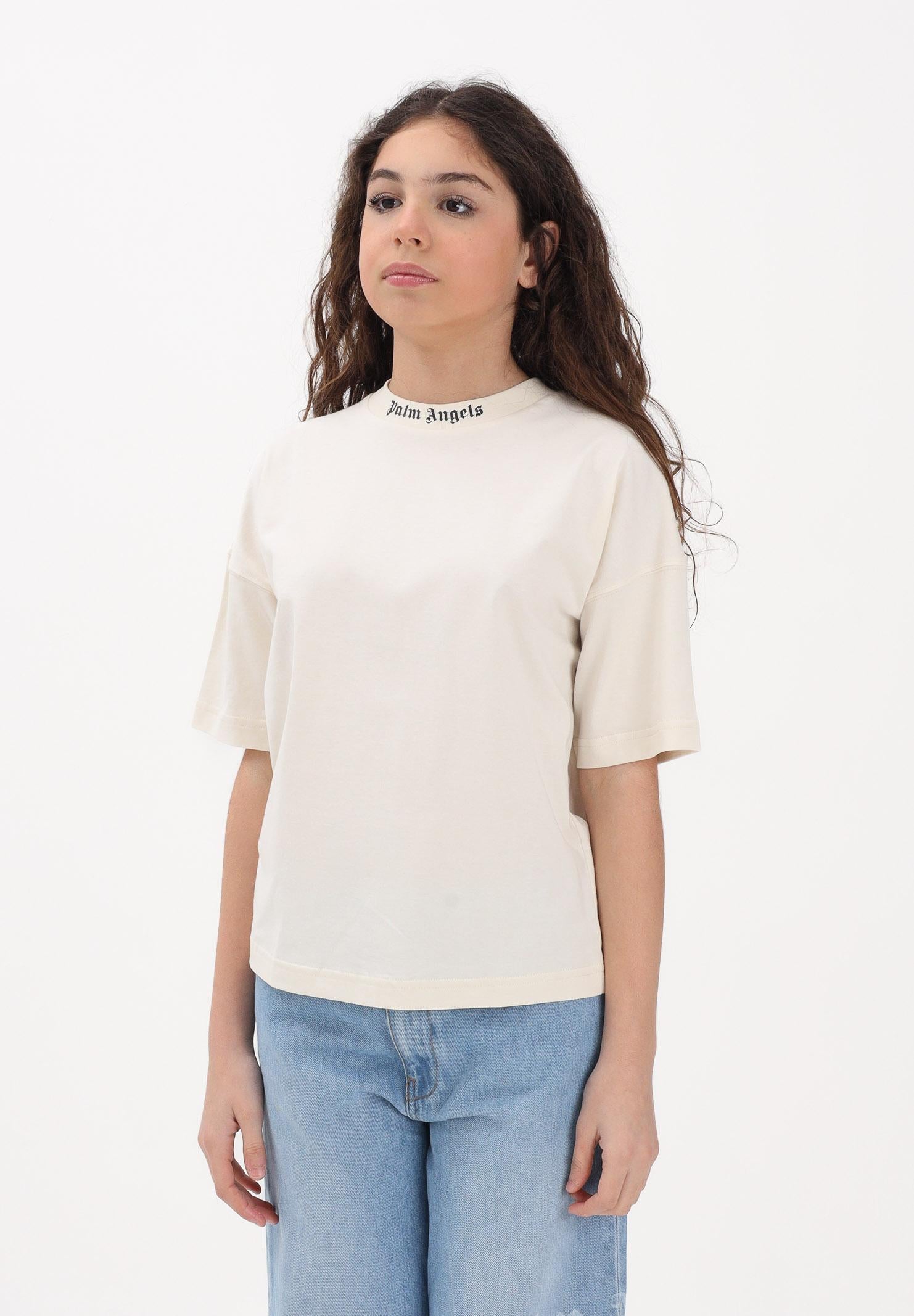 PALM ANGELS T-shirt a manica corta panna per donna, ragazzi e bambini con stampa logo PBAA002S26JER001 002 PALM ANGELS 