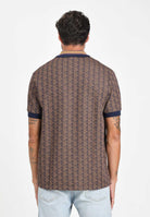 LACOSTE Polo a manica corta marrone da uomo in jacquard con monogramma DH1417 9I4 LACOSTE 