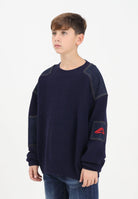 DSQUARED2 Maglioncino girocollo blu per donna, ragazzi e bambini con inserti in denim DQ3132D0AAZ DQ883 DSQUARED2 