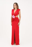 SHIT Abito lungo rosso da donna con cut-out e fiore removibile SSH26026U RE SHIT 