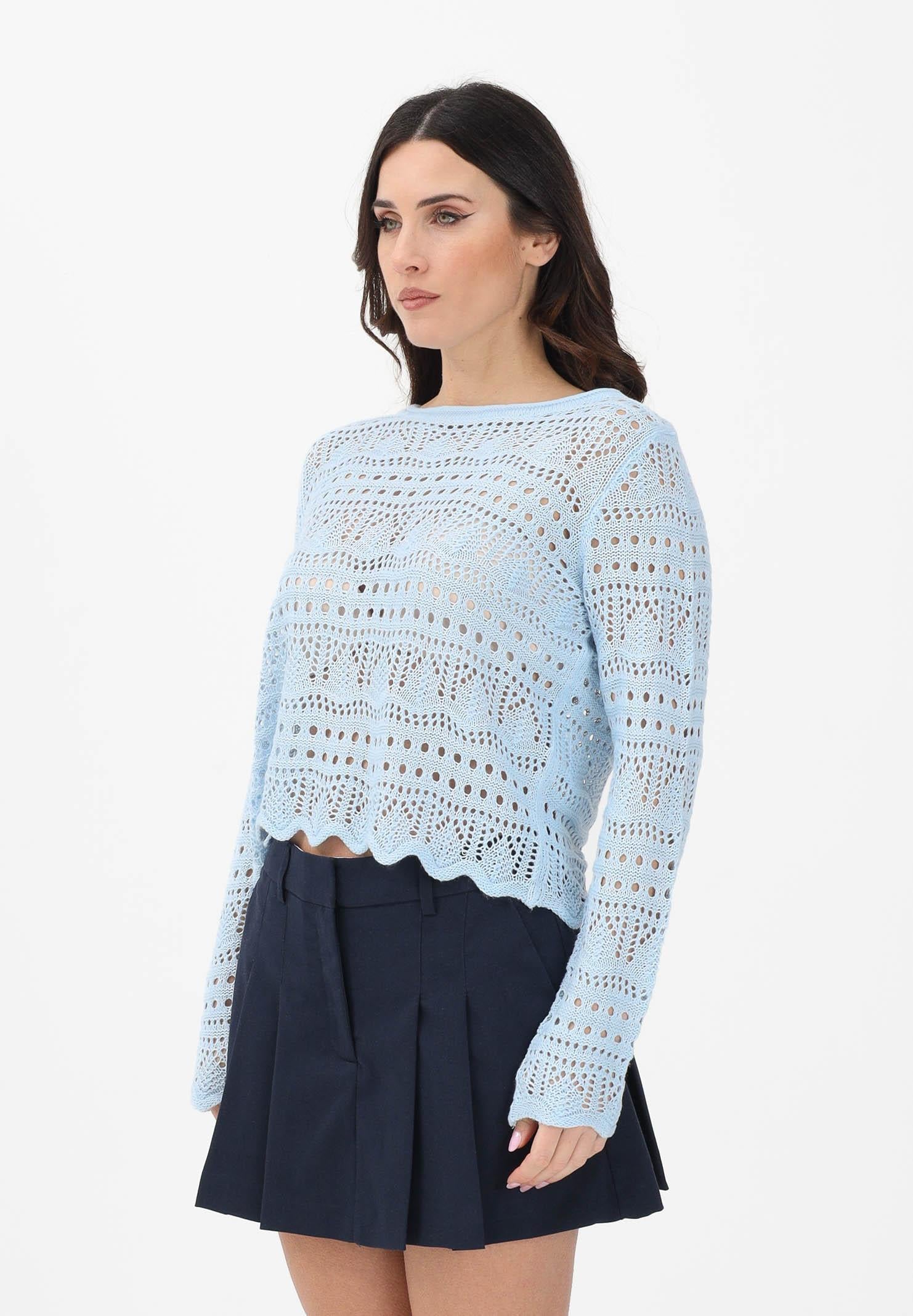 JDY Maglia traforata azzurra da donna 15287384 CABL JDY 
