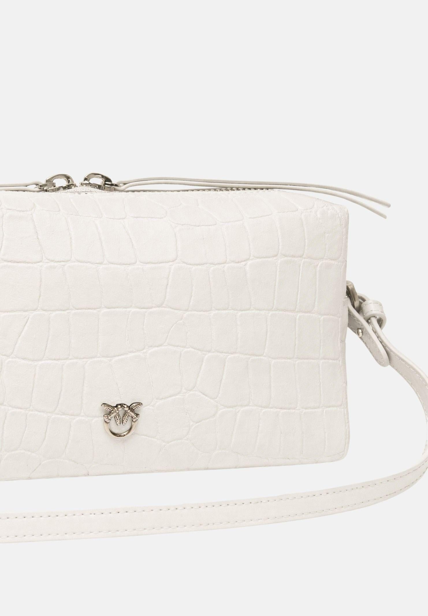 PINKO Borsa a spalla bianca da donna in pelle stampa coccodrillo 106761A2YW Z15O PINKO 