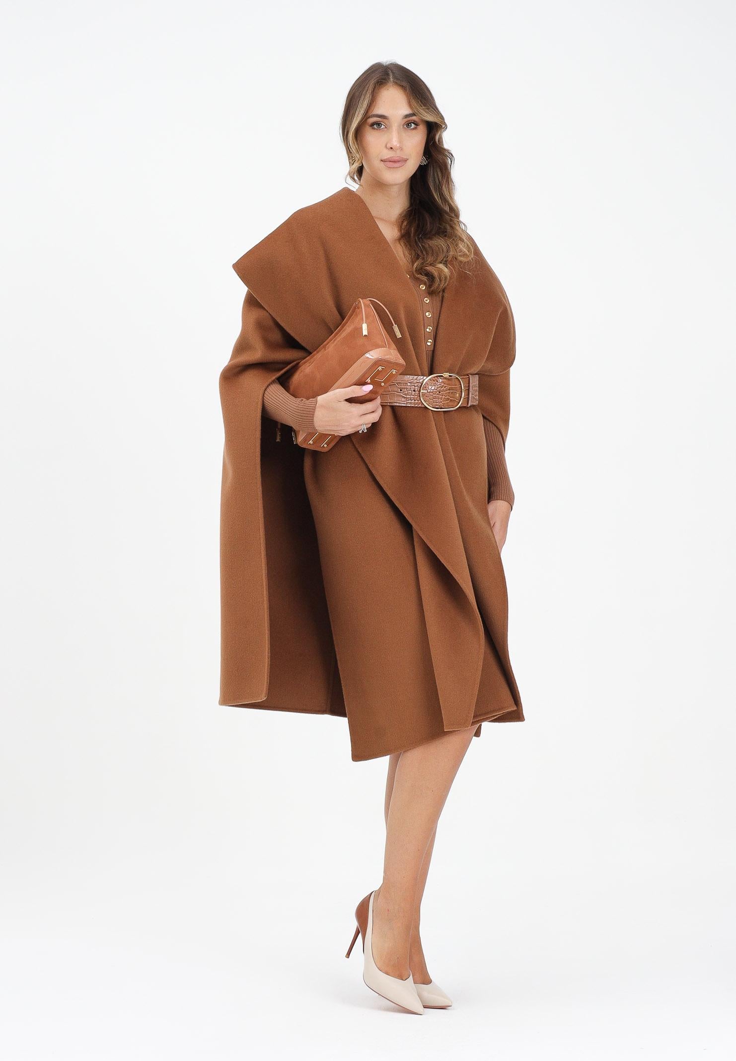 ELISABETTA FRANCHI Mantella cammello da donna con cintura CP67D56E2 EC1 ELISABETTA FRANCHI 