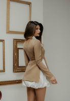 SANTAS Abito corto Noble beige da donna con gonna ballon PV2605 BEBI SANTAS 