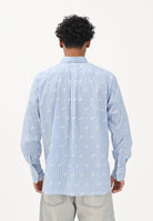 GCDS Camicia a manica lunga azzurra da uomo con logo C1MWQH166B061 733A GCDS 