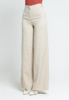 SANTAS Pantalone APPLE PIE beige da donna con motivo gessato PV25018 BEIGE SANTAS 