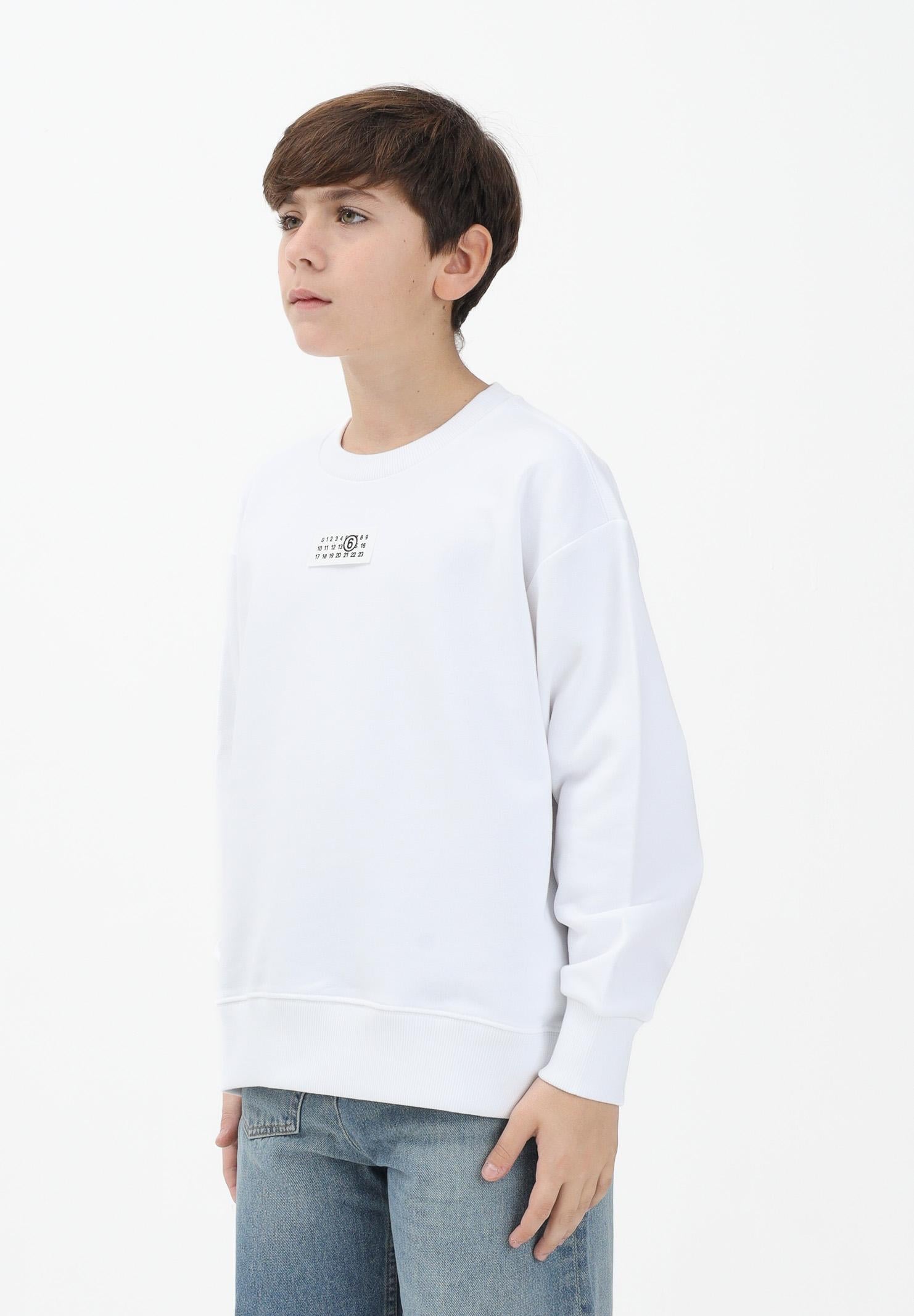 MAISON MARGIELA Felpa girocollo bianca per donna, ragazzi e bambini con logo M61011MM04H M6100 MAISON MARGIELA 