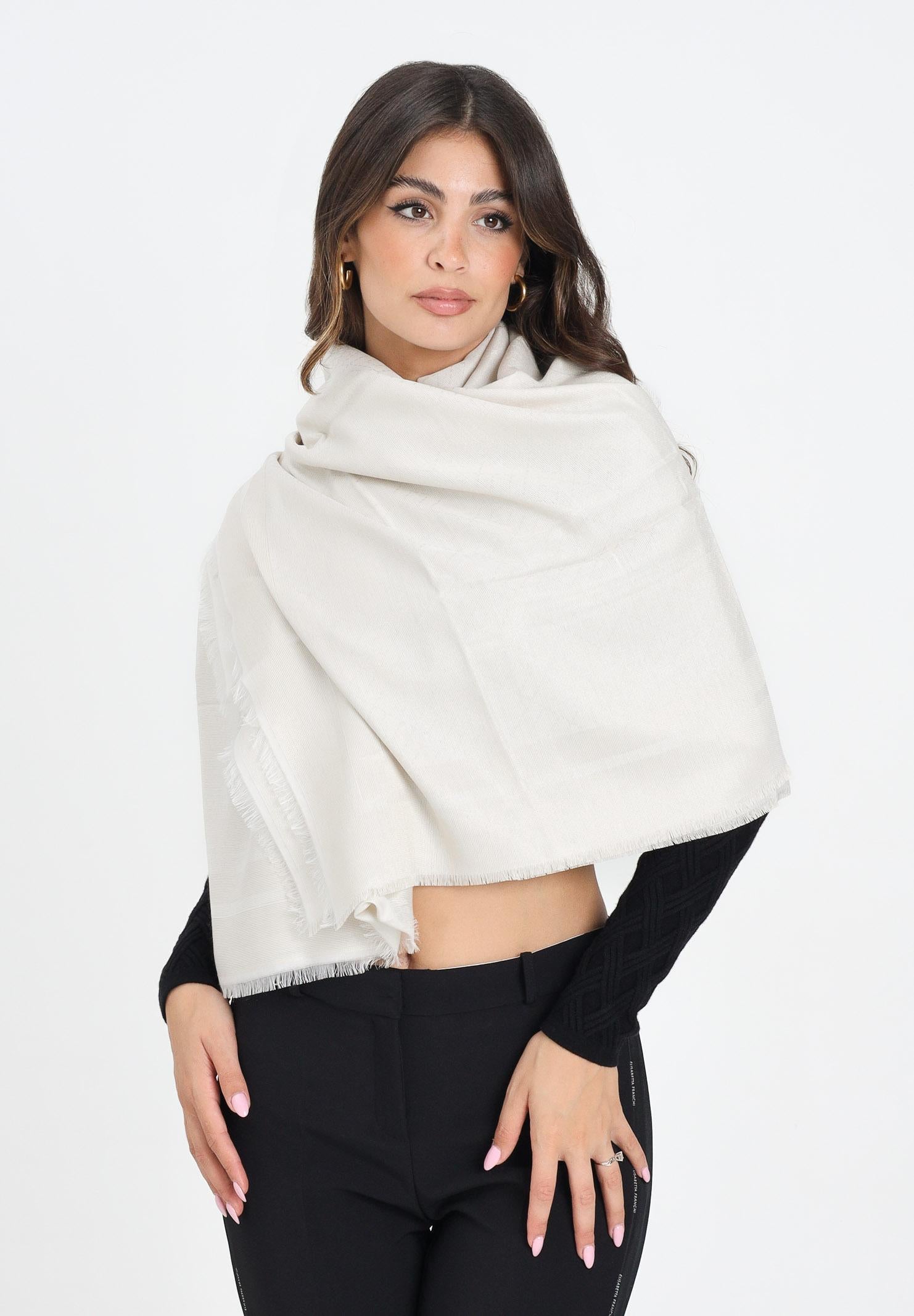 ELISABETTA FRANCHI Pashmina latte da donna con logo SC12F56E2 DZ9 ELISABETTA FRANCHI 