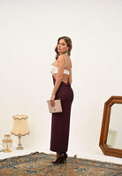 PATRIZIA PEPE Abito midi bordeaux e panna da donna 8A1551A454 FG17 PATRIZIA PEPE 