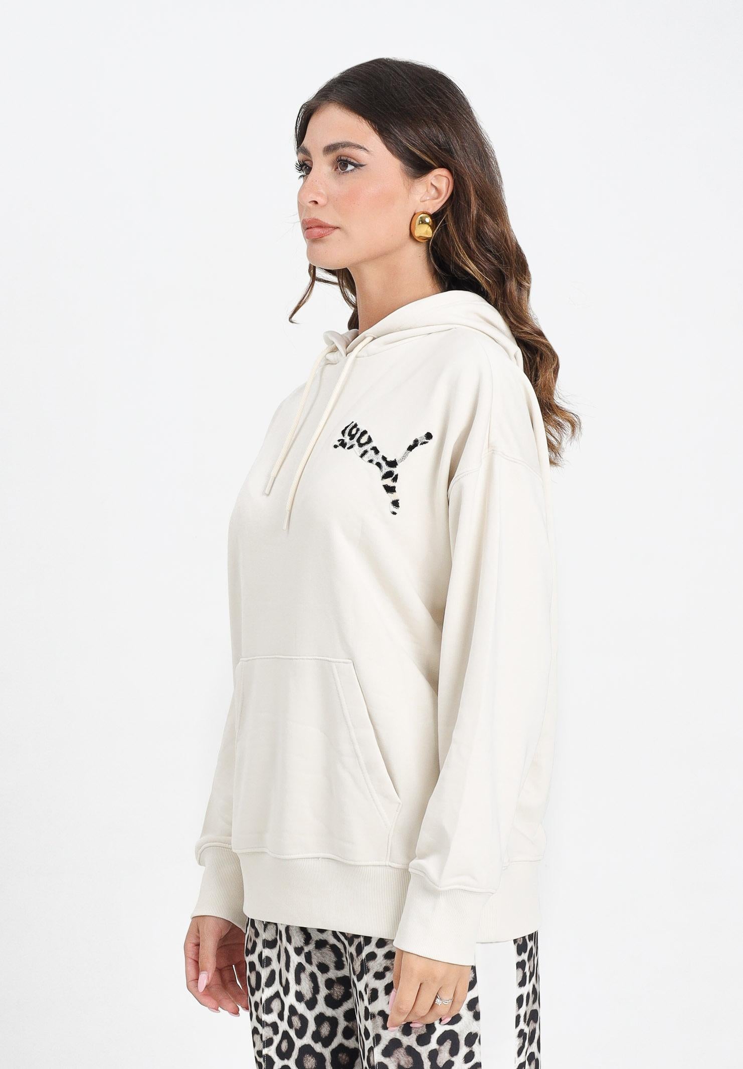 PUMA Felpa con cappuccio LEO LUXE panna da donna 633766 91 PUMA 