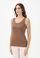 VICOLO Canotta bronzo da donna realizzata in un tessuto lavorato con filato lamé UF0055 BR VICOLO 