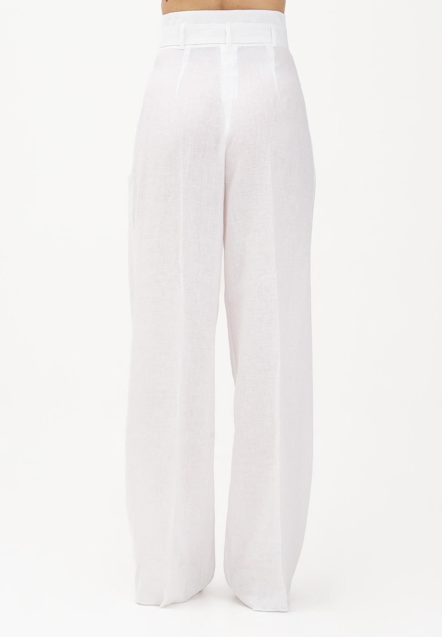 MAX MARA Pantalone MSTMATERIA in lino bianco da donna 2616131092600 002 MAX MARA 