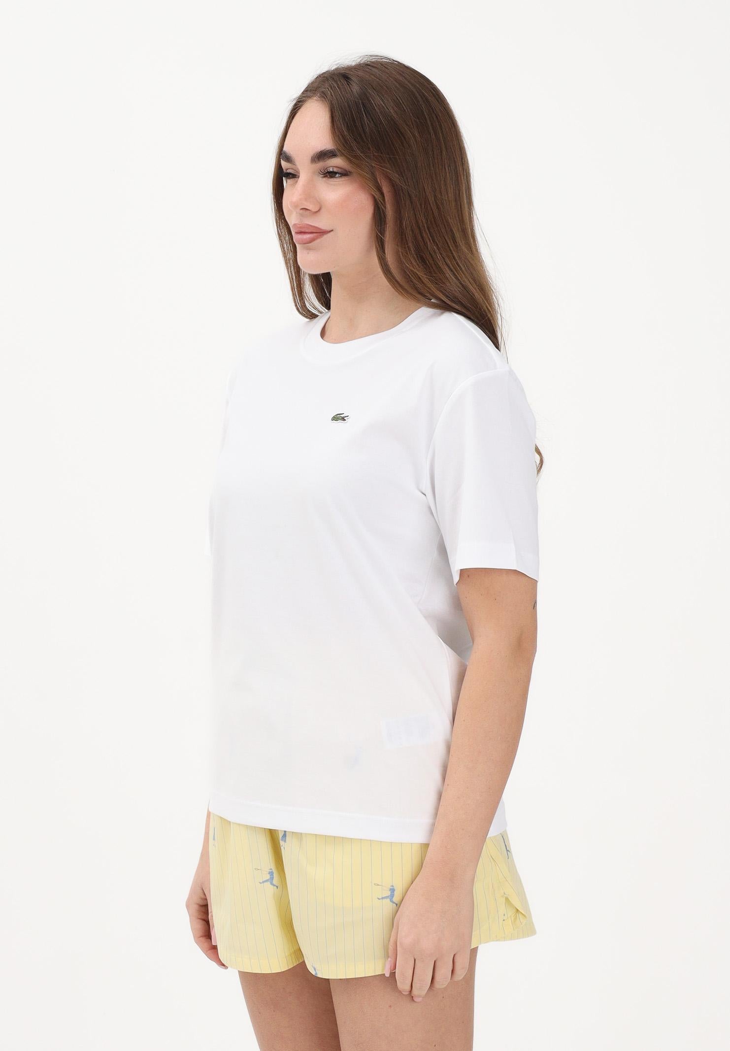 LACOSTE T-shirt a manica corta bianca da donna con patch logo TF7215 001 LACOSTE 