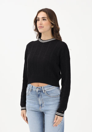 TOMMY JEANS Maglioncino girocollo nero da donna con logo all-over DW0DW22025 BDS TOMMY JEANS 