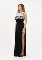 ELISABETTA FRANCHI Abito lungo nero da donna in tulle e jersey lurex ABR4462E2 685 ELISABETTA FRANCHI 