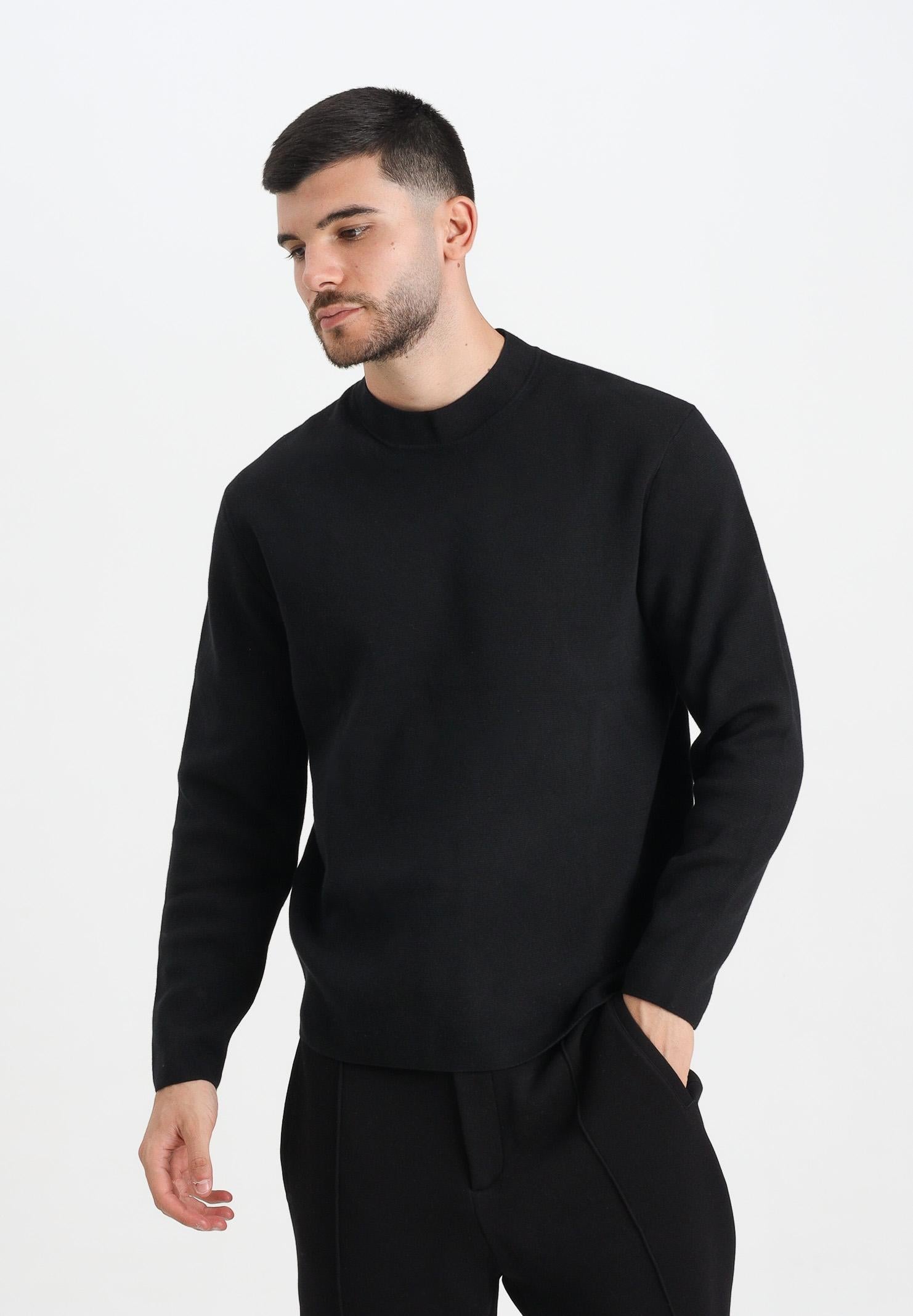 SELECTED HOMME Maglioncino girocollo nero da uomo 16098435 Black SELECTED HOMME 