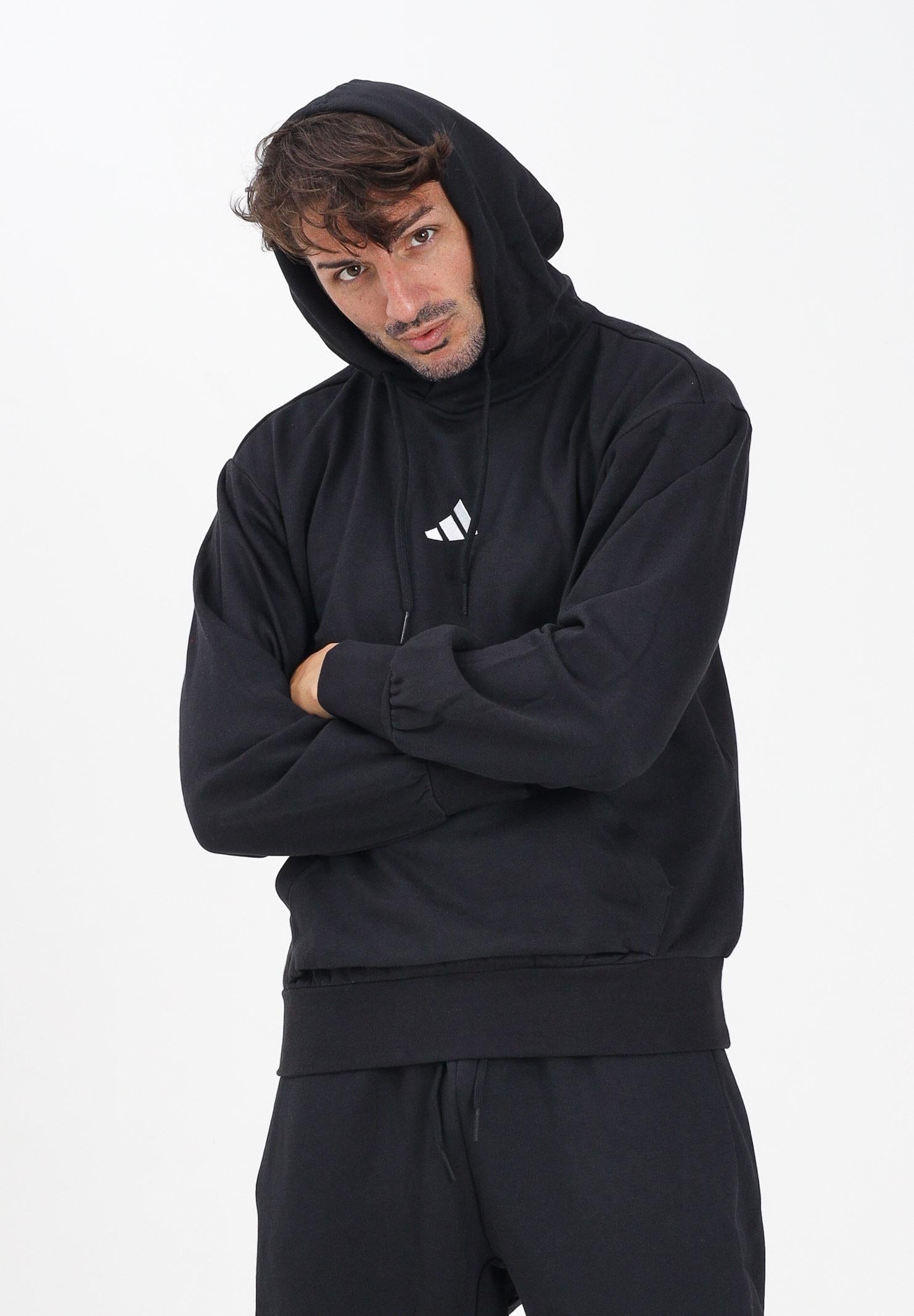 ADIDAS PERFORMANCE Felpa con cappuccio Essentials Feelcozy French Terry nera da uomo JE3807  ADIDAS PERFORMANCE 