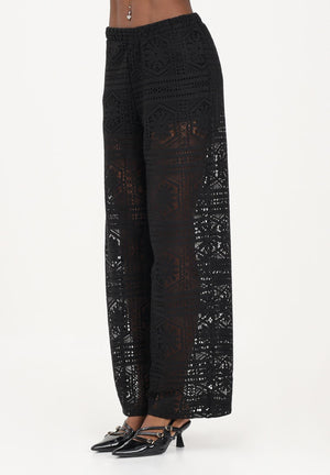 ONLY Pantalone nero da donna realizzato in raffinato tessuto pizzo lavorato 15372107 BL ONLY 