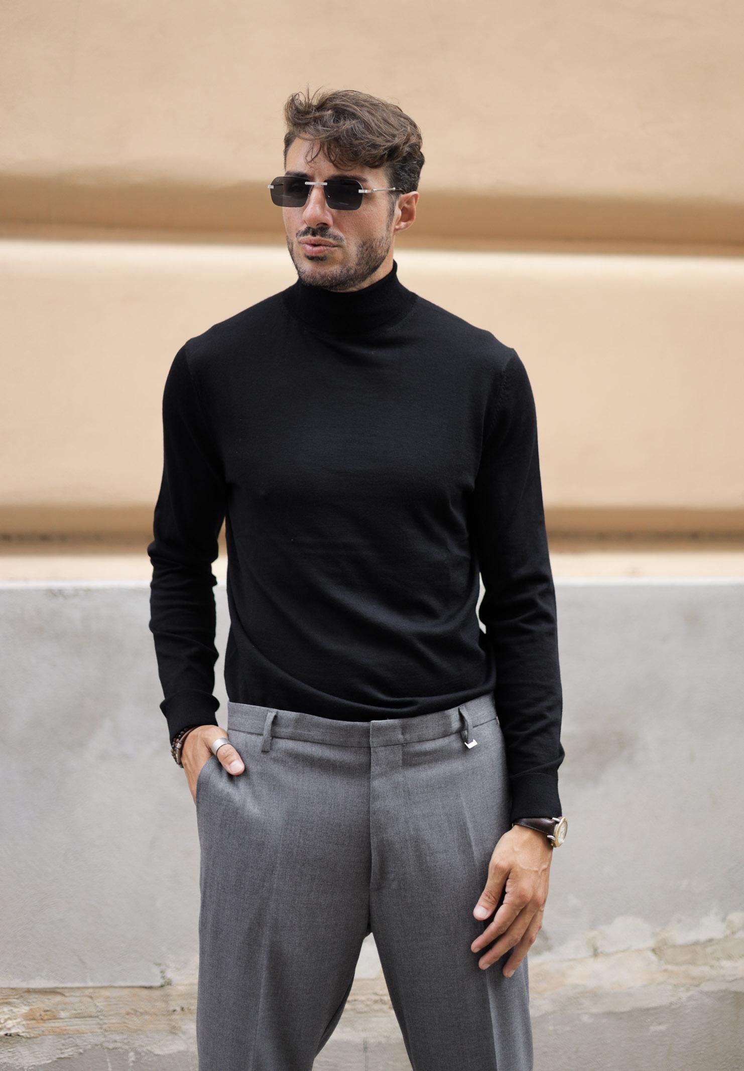 SELECTED HOMME Maglione a collo alto nero da uomo 16094653 Black SELECTED HOMME 