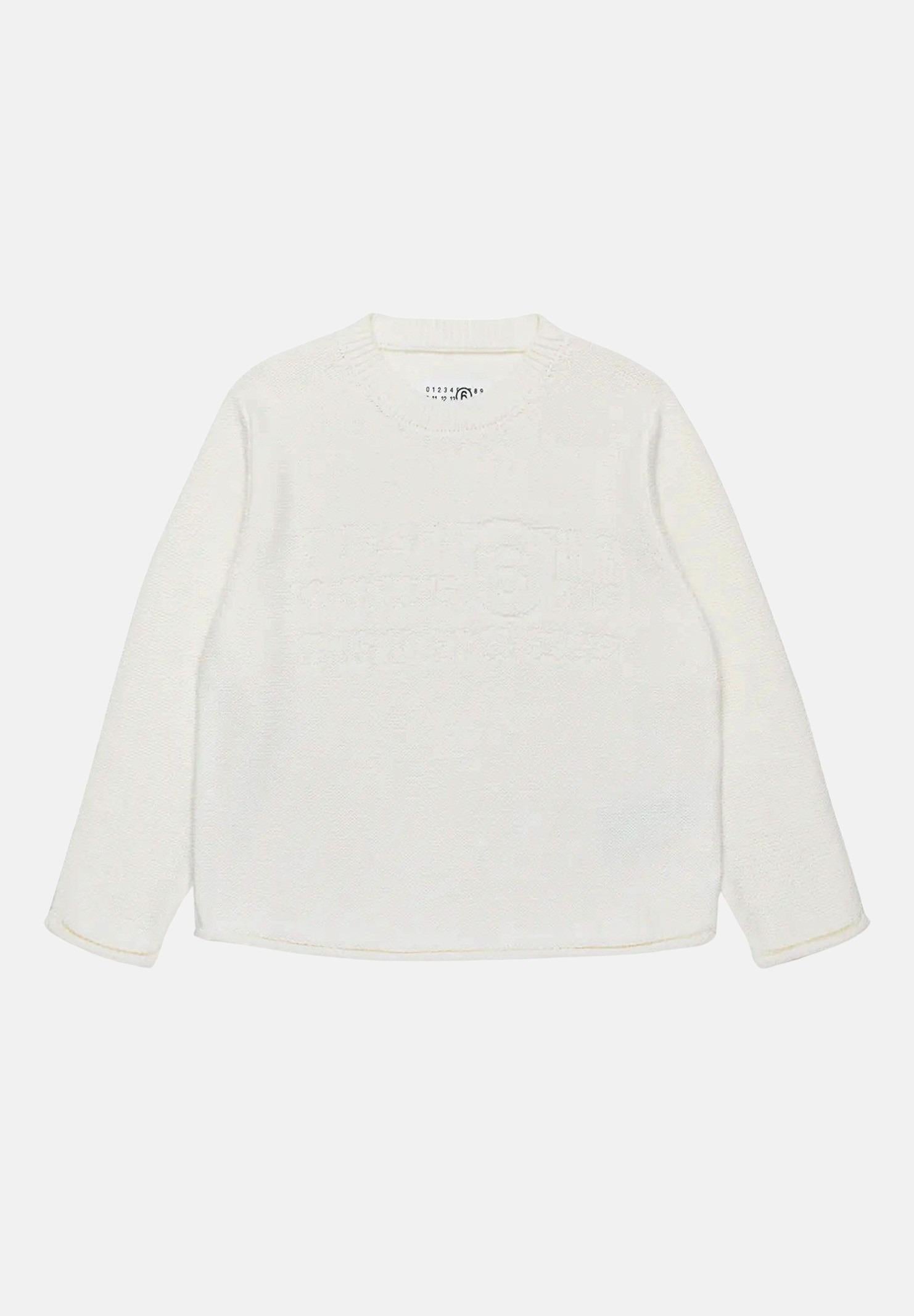 Maglione girocollo panna per donna e bambina con logo in maglia intarsiata M60705MM03G M6101 MAISON MARGIELA 