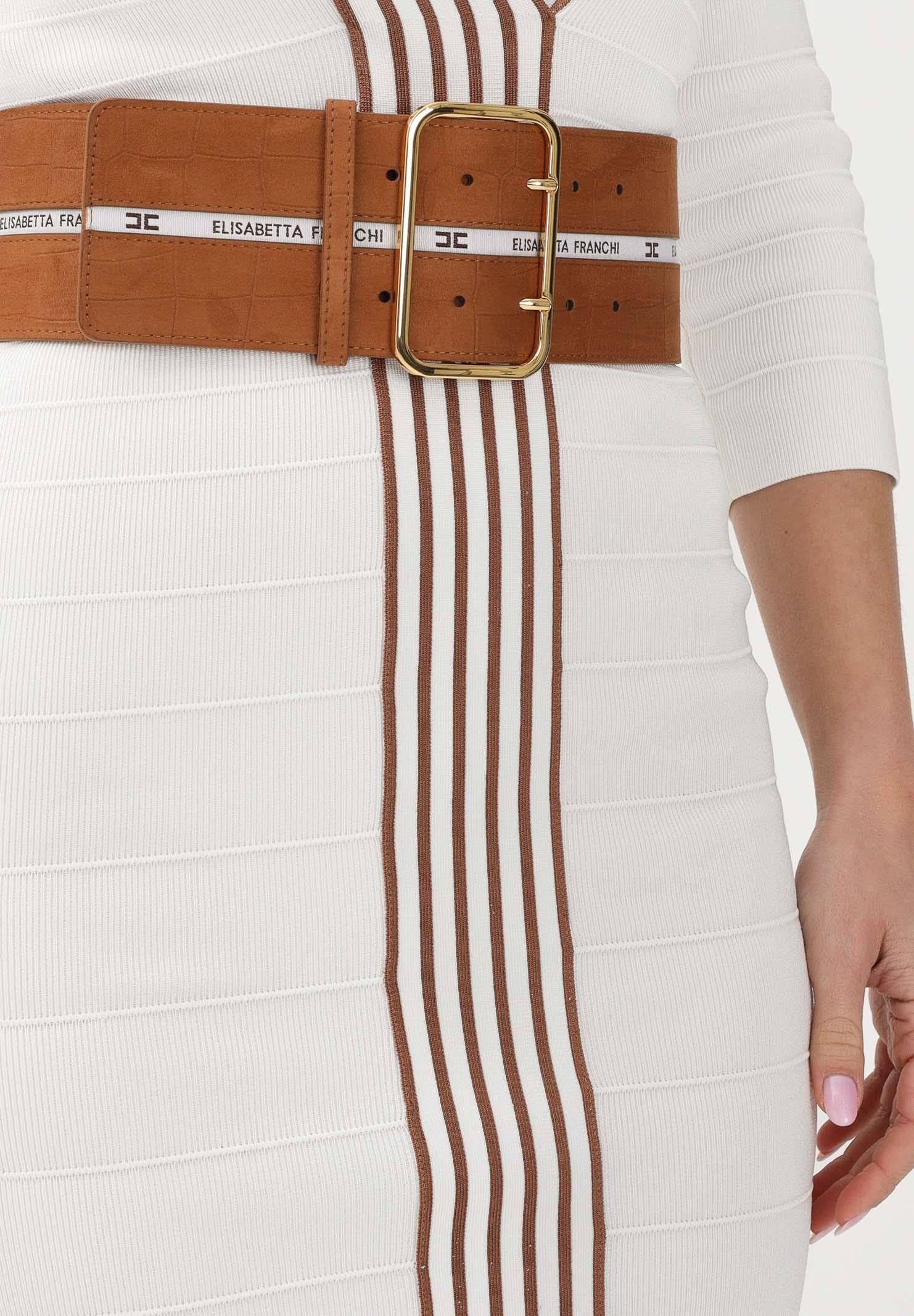 ELISABETTA FRANCHI Abito corto avorio da donna con cintura AM01S61E2 AQ6 ELISABETTA FRANCHI 