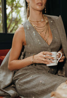 SIMONA CORSELLINI Bermuda grigio da donna con applicazioni metalliche A25CPPA01702-C00236 V0000 SIMONA CORSELLINI 