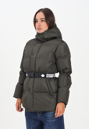 DSQUARED2 Piumino verde oliva per donna e bambina con cintura logata DQ2439D00BN DQ518 DSQUARED2 