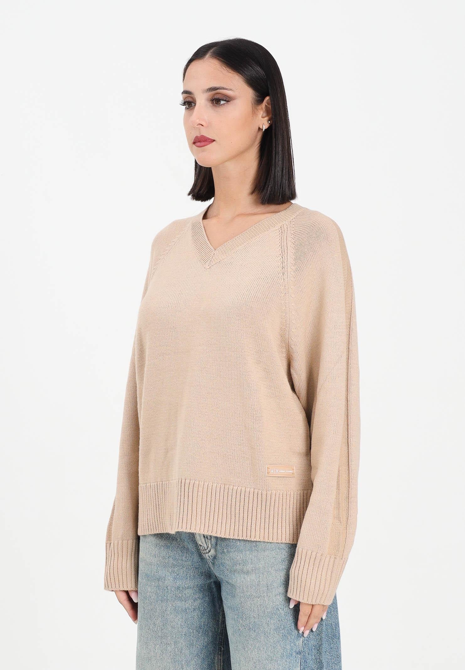 ARMANI EXCHANGE Maglioncino con scollo a V beige da donna XW001335AF13774 U1051 ARMANI EXCHANGE 