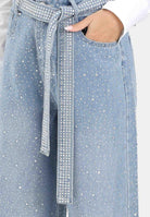 ODI ODI Jeans palazzo Murano in denim chiaro da donna impreziositi da strass MURANO100W5 C9 ODI ODI 