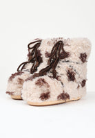 MOON BOOT Stivali da neve ICON LOW CURLY beige da donna con stampa cow 80D1409690 MM04 MOON BOOT 