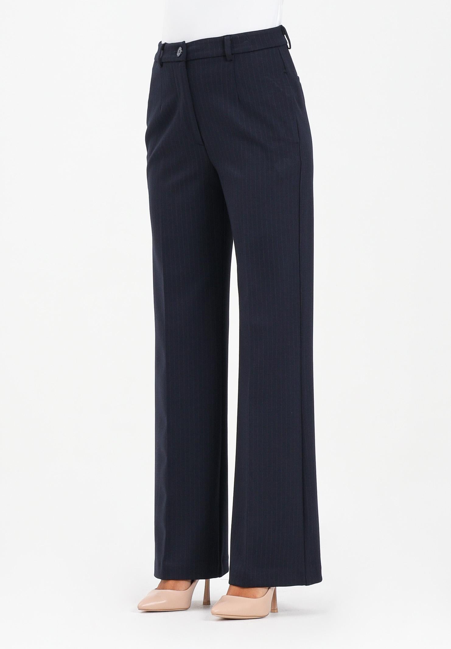 VICOLO Pantalone elegante blu da donna con sottili righe gessate verticali TF0264 FFBL VICOLO 